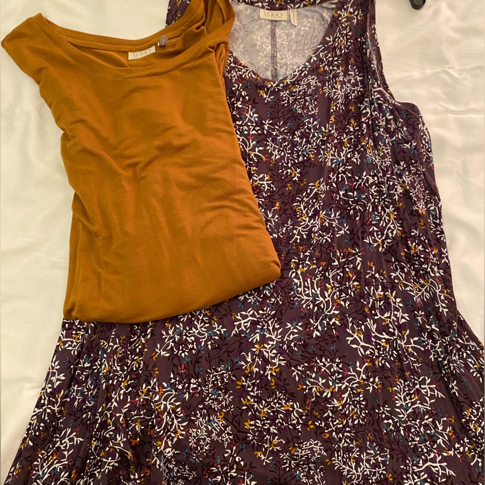 LOGO by Lori Goldstein Knit Top and Printed Tank Twin Set